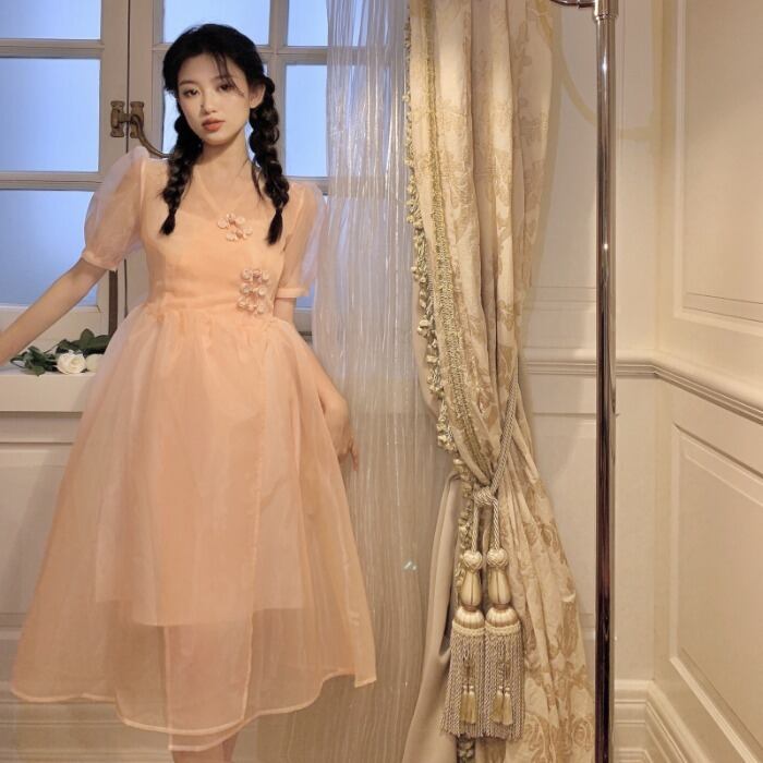 サマードレス ウェストレディース 大人ガーリー スウィート キュート カジュアル 夏物 ドラファッションホール67597494692