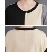 ラウンドネック コントラストカラー ドレス 00002