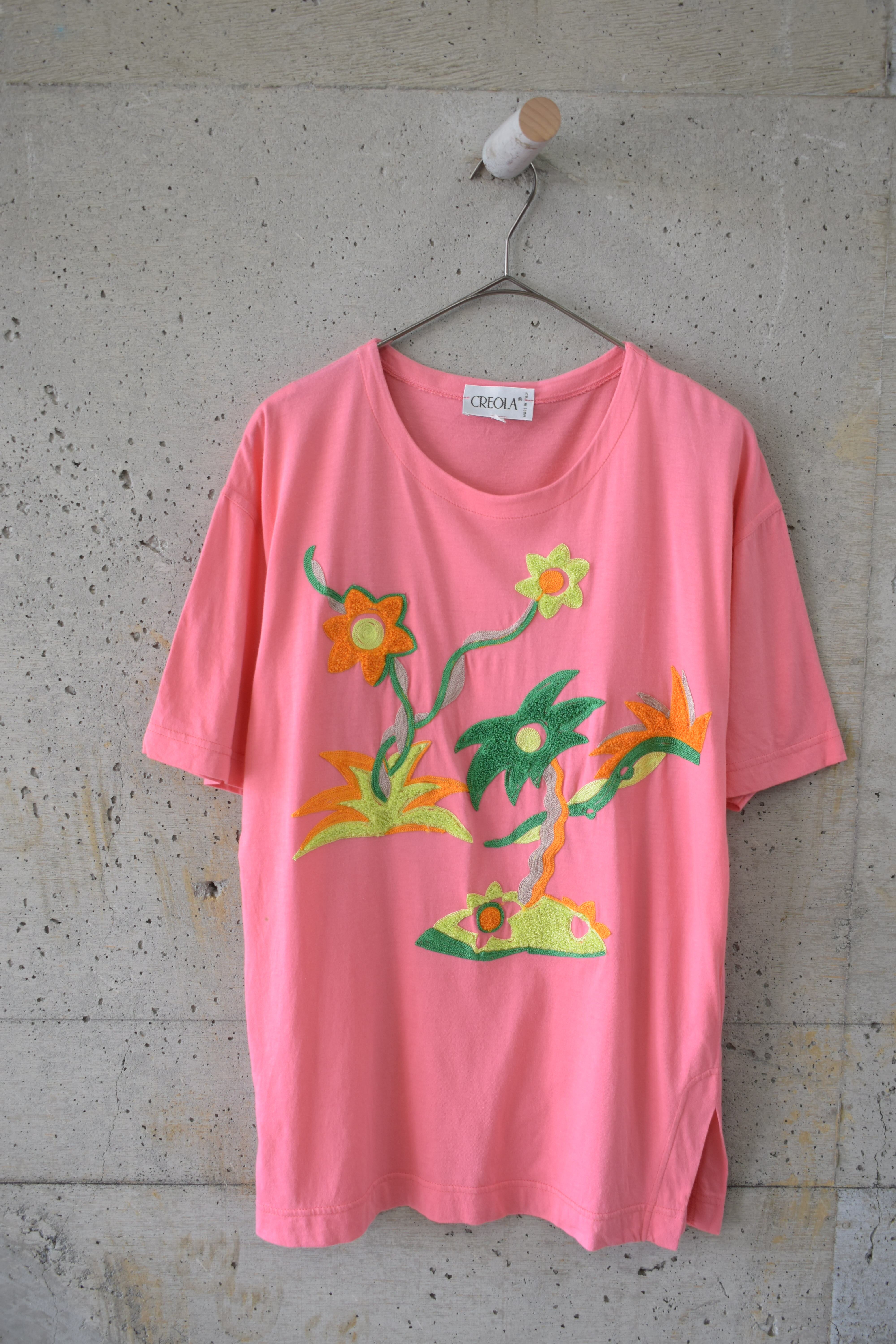 3D embroidered pink top