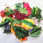 フラダンス 小物 まとめ売り 70点以上 セット レイ フラワーレイ クウペエ パレオ ネックレス シェルレイ ククイ イリマ 白 黄 緑 紫 赤 ピンク カラフル アクセサリー ヘアクリップ ヘアアクセサリー タヒチアン ホワイト系 レッド系 ピンク系