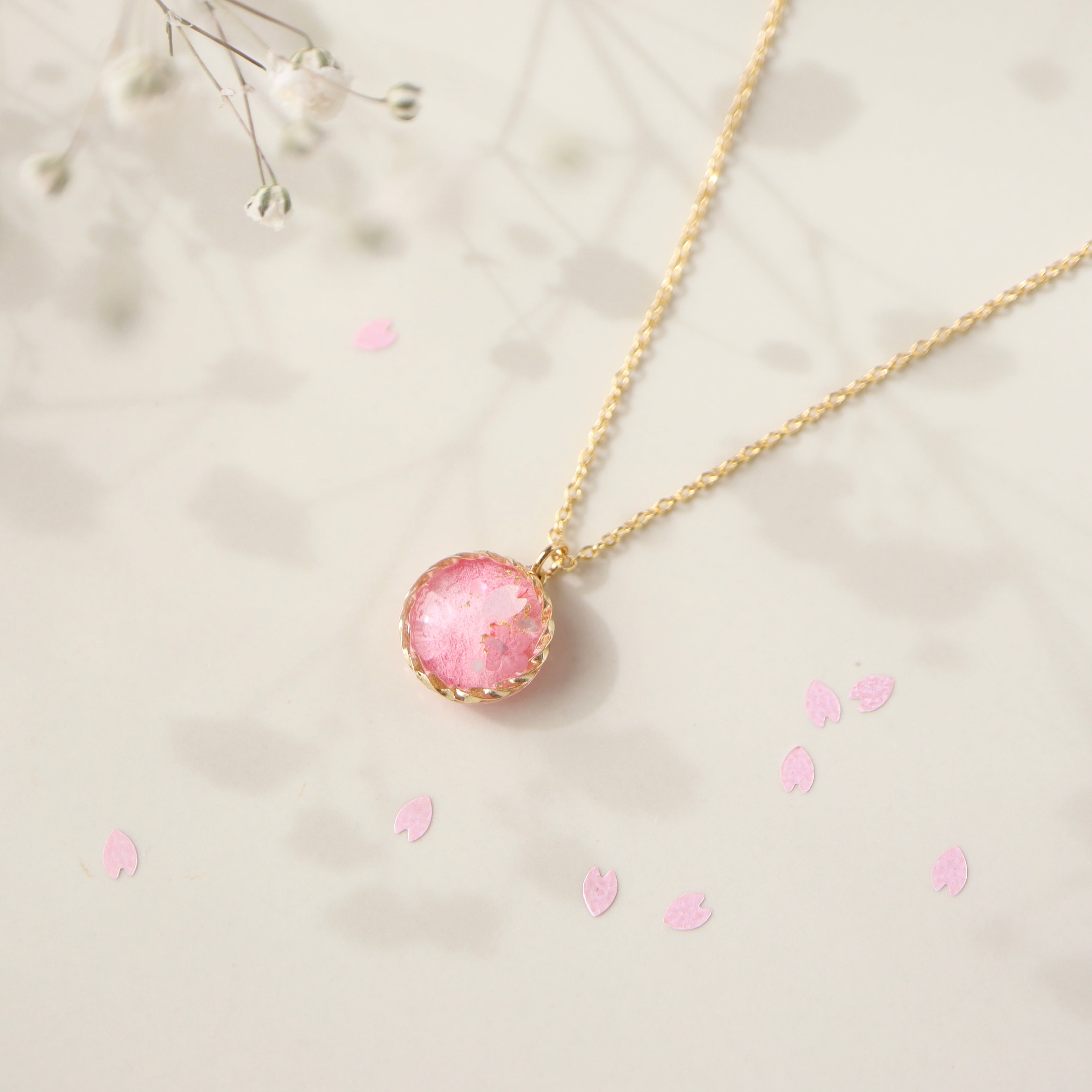 【ﾈｯｸﾚｽ】 1点もの＊和紙と水彩の彩り ~桜~