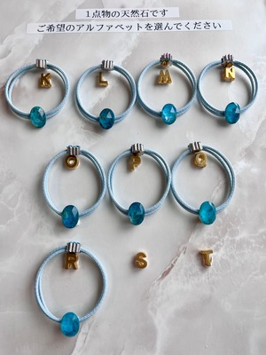 Baby Chrysocolla×Crystal hair accessory(ベビークリソコラ×クリスタルヘアゴム)