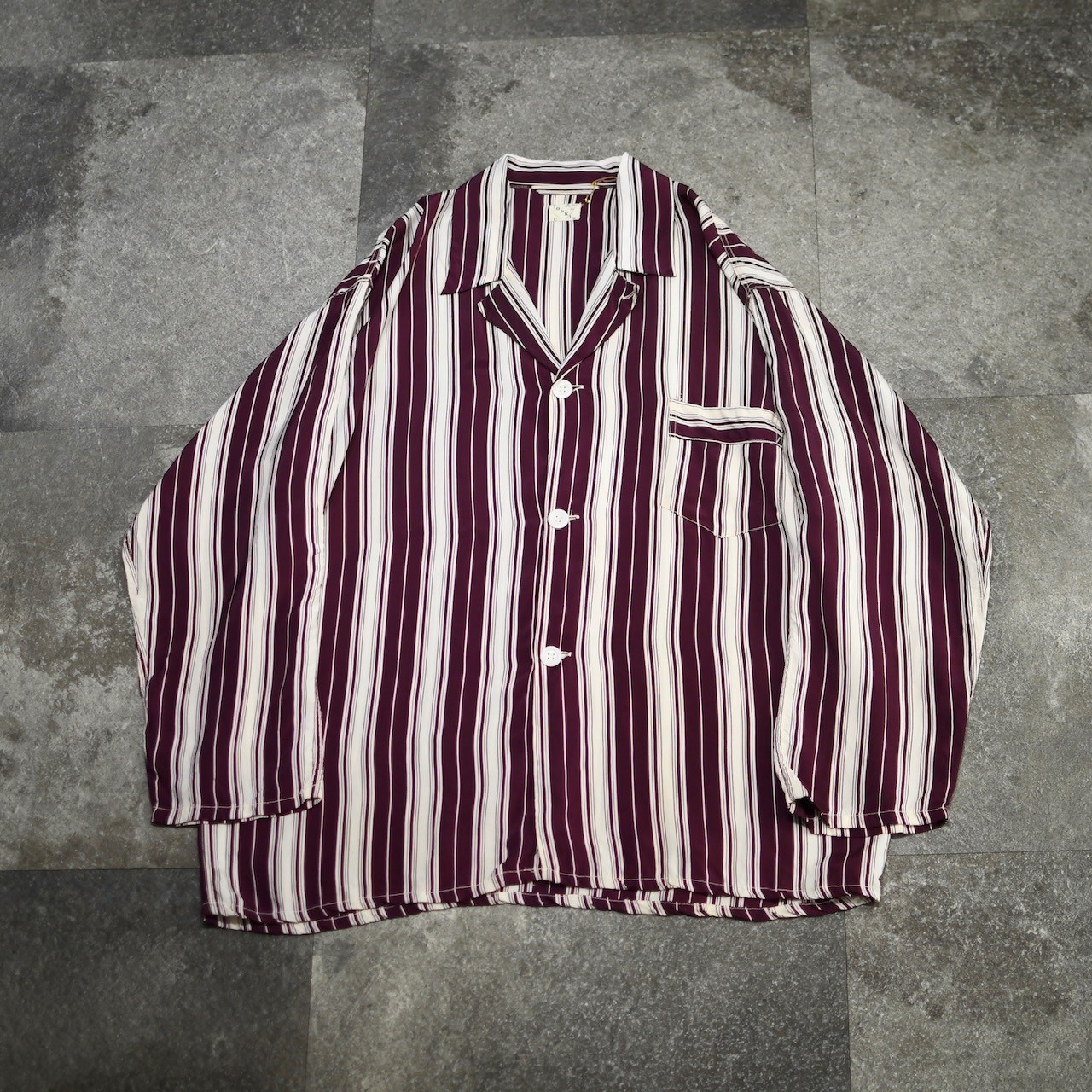 ~60's TOPKIS stripe rayon pajama shirt
