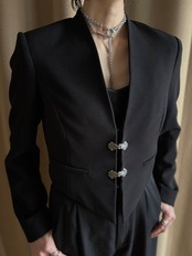 vintage metal hook remake short jacket-5196-3