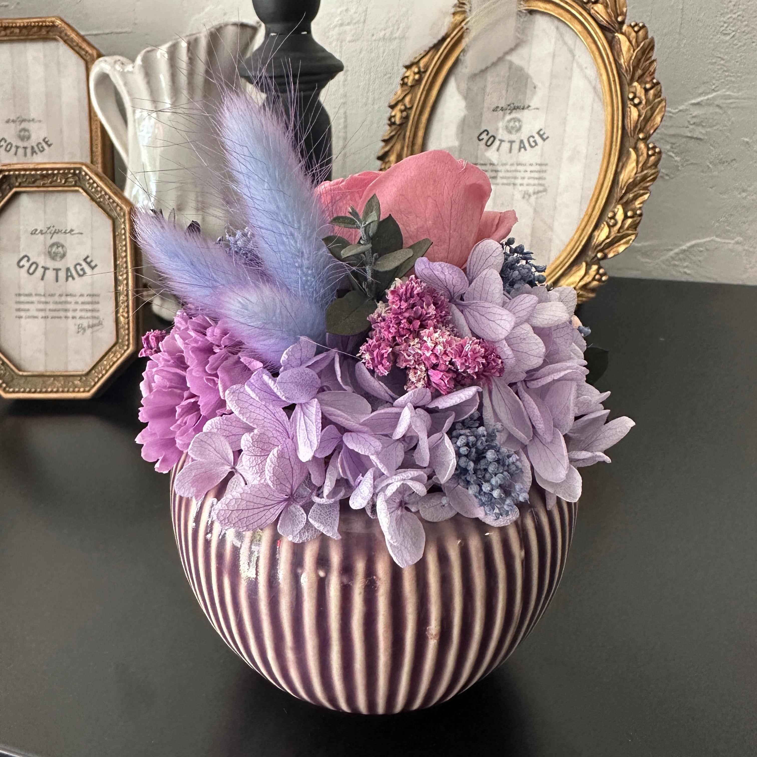 オールドローズのアレンジメント プリザーブドフラワー オペラモーブ