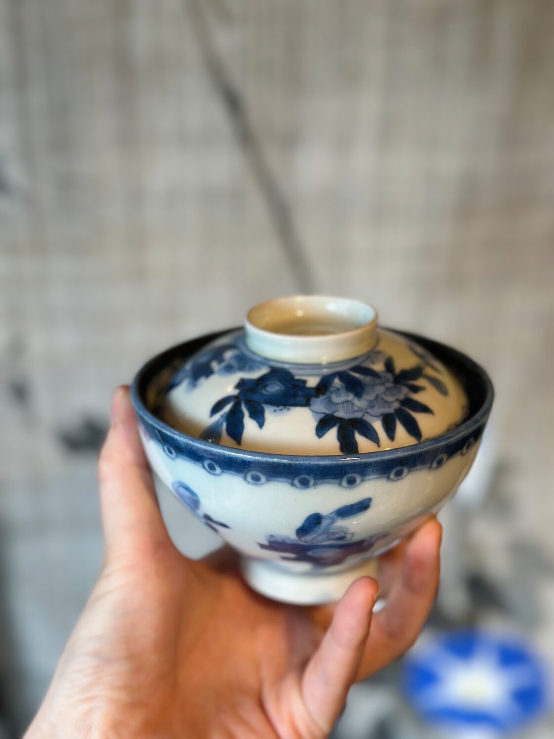 藍九谷 染付蓋付飯茶碗 5客セット | PAY ID