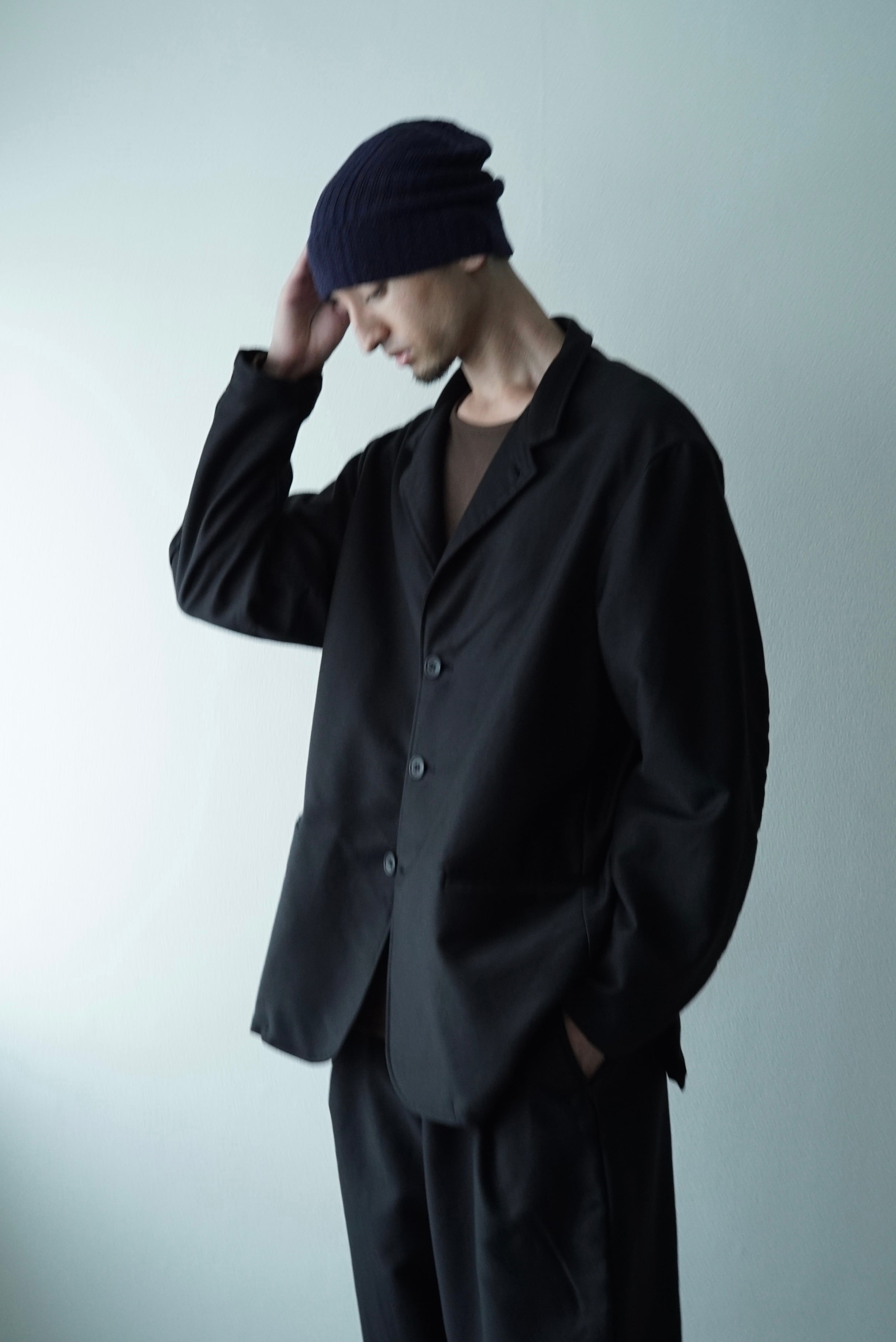Cotton/Silk Mole Skin / Classic Jacket (Brushed_BLACK) | C O L I N A