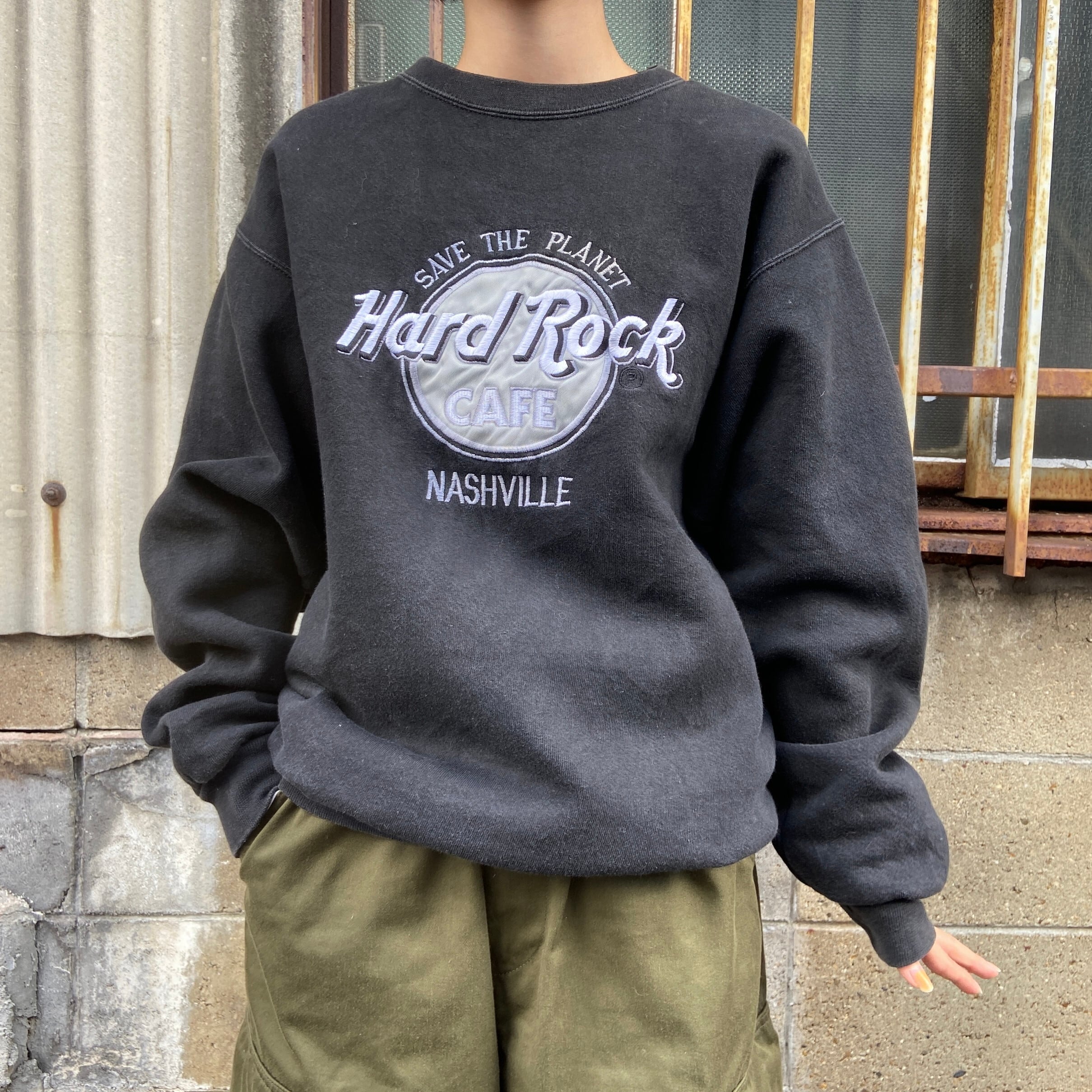 【希少☆USA製90s】ハードロックカフェ 刺繍スウェットトレーナー メンズXL