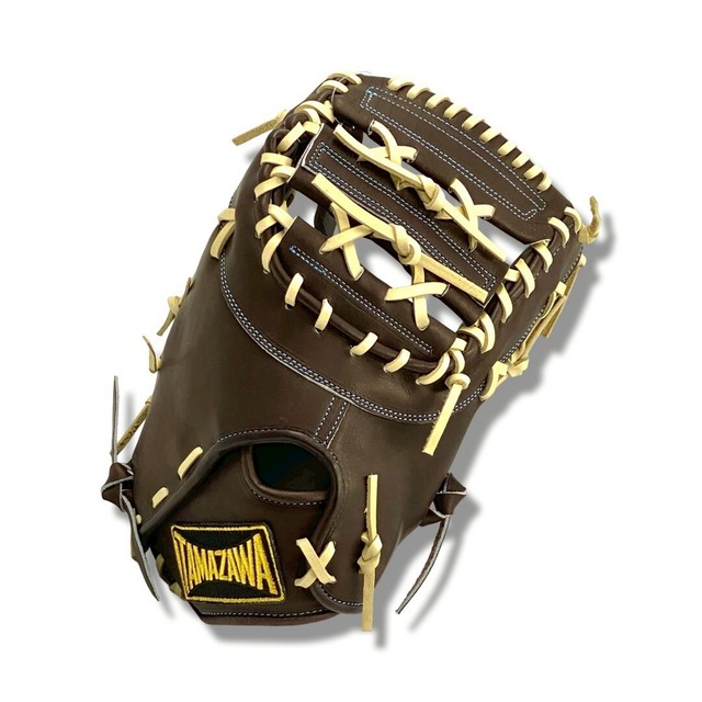 【硬式】玉澤 ファーストミット TKF-L3DX型 ウインドバックⅢ（本体：Dブラウン　紐：キャメル）｜タマザワ