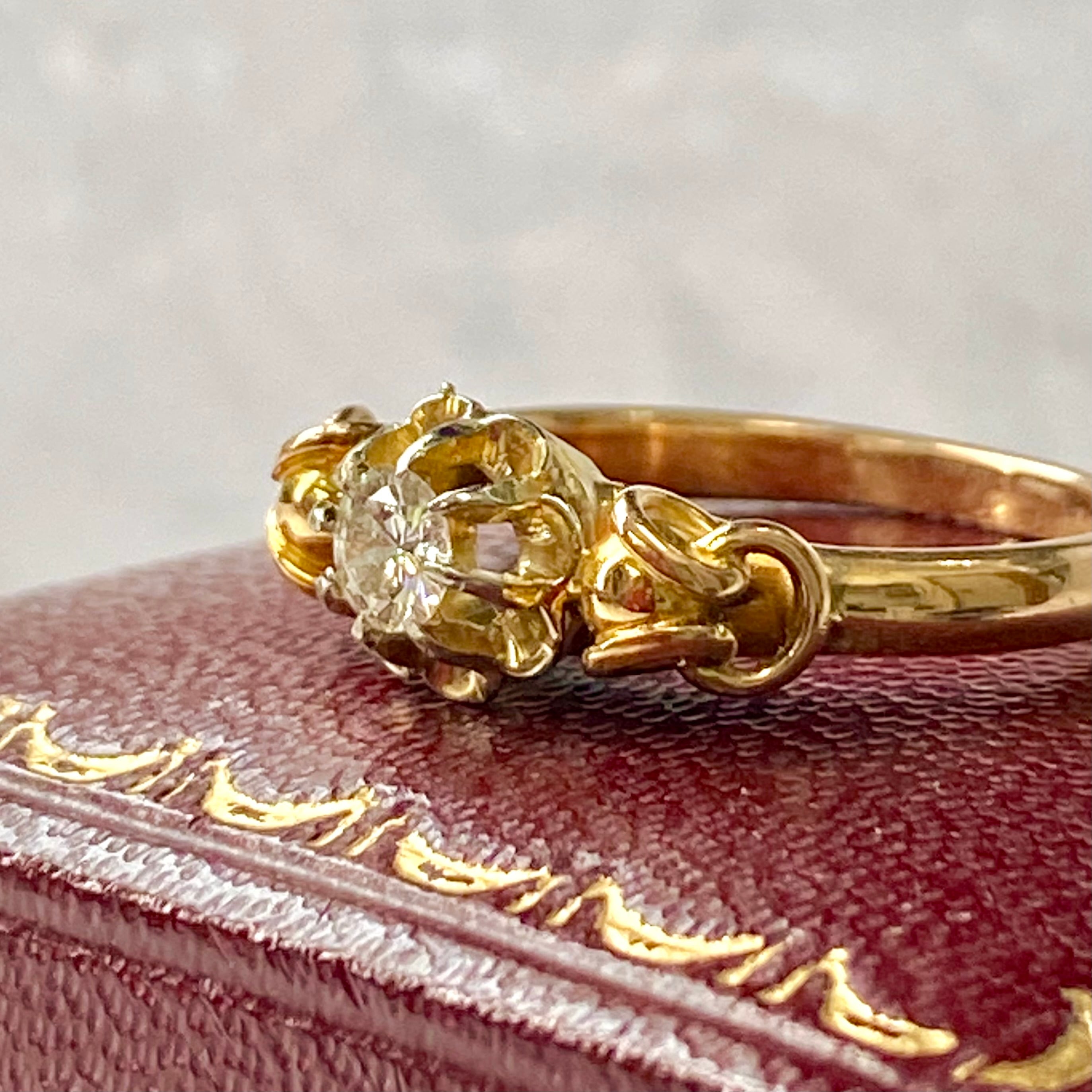 フランス K18 ヴィンテージリング 18金（ふくろう刻印） ダイヤモンド