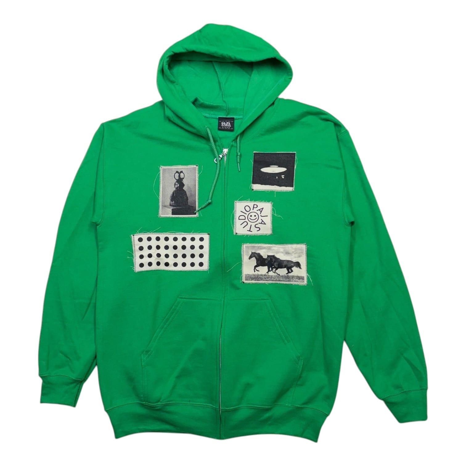 【PAJA STUDIO】Pasting zip-up hoodie(Green)〈国内送料無料〉