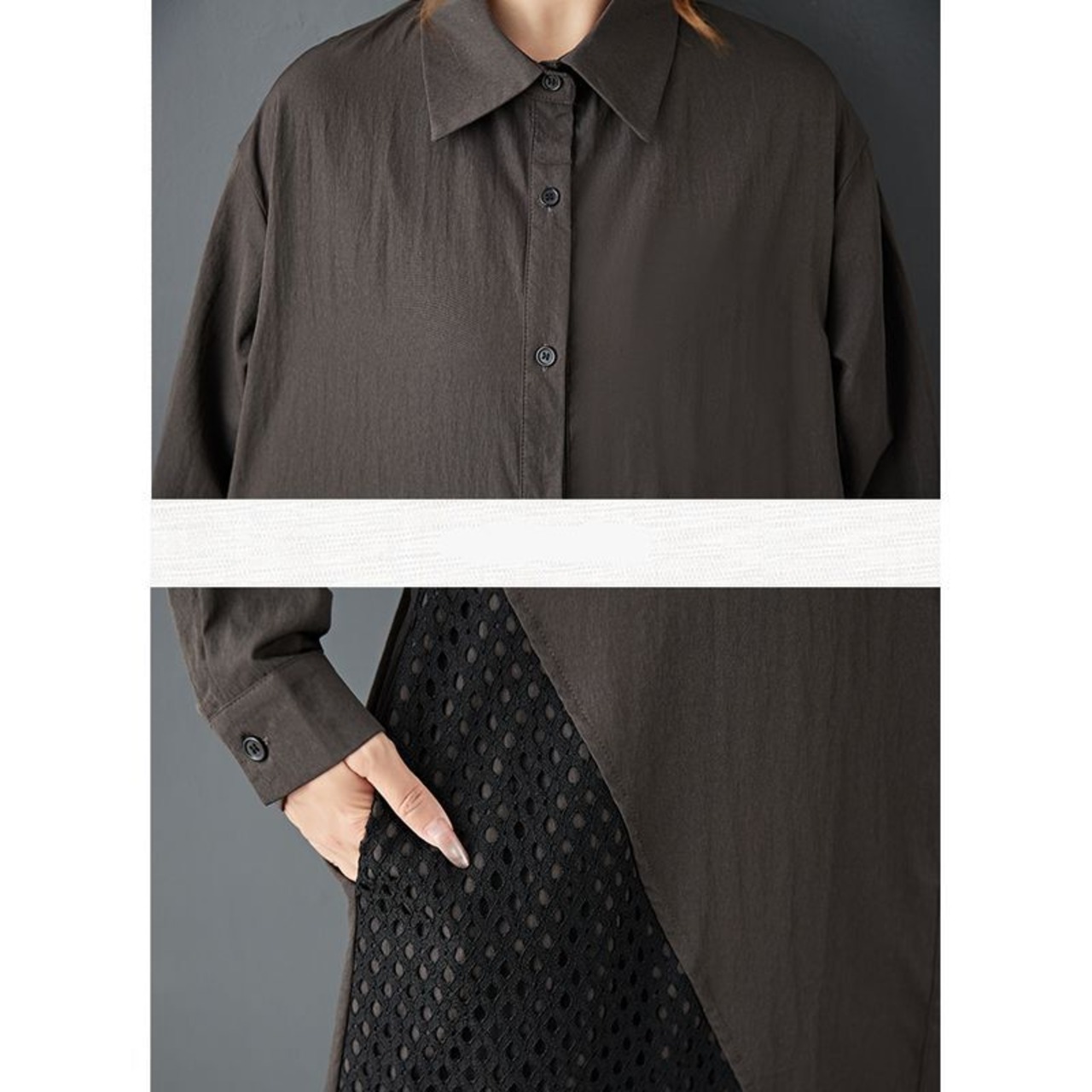 ドット パンチング シャツワンピース  00221