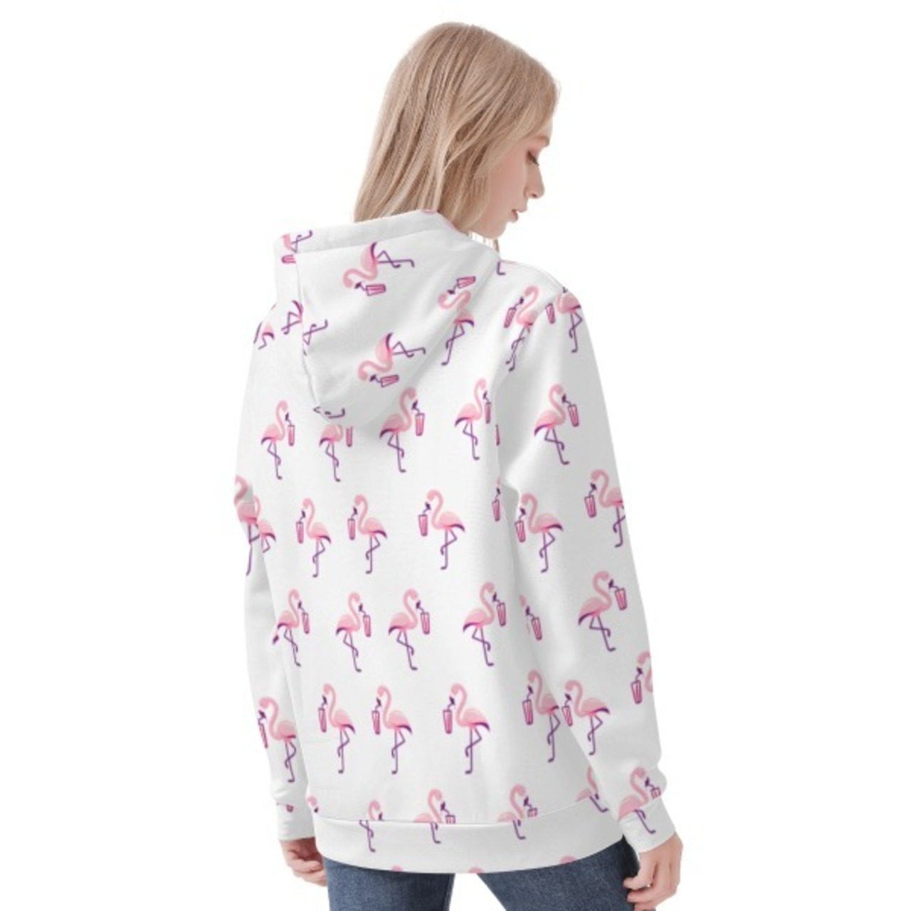 Women's All Over Print Hoodie White 4302