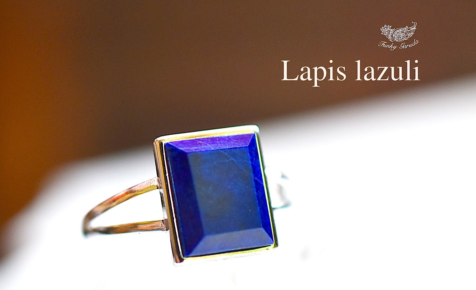 シャープなブルー★ラピスラズリ シルバーリング1192