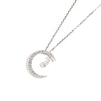 ムーンモチーフ ダンシングダイヤモンド ネックレス K18 / 0.170ct / 0.170ct