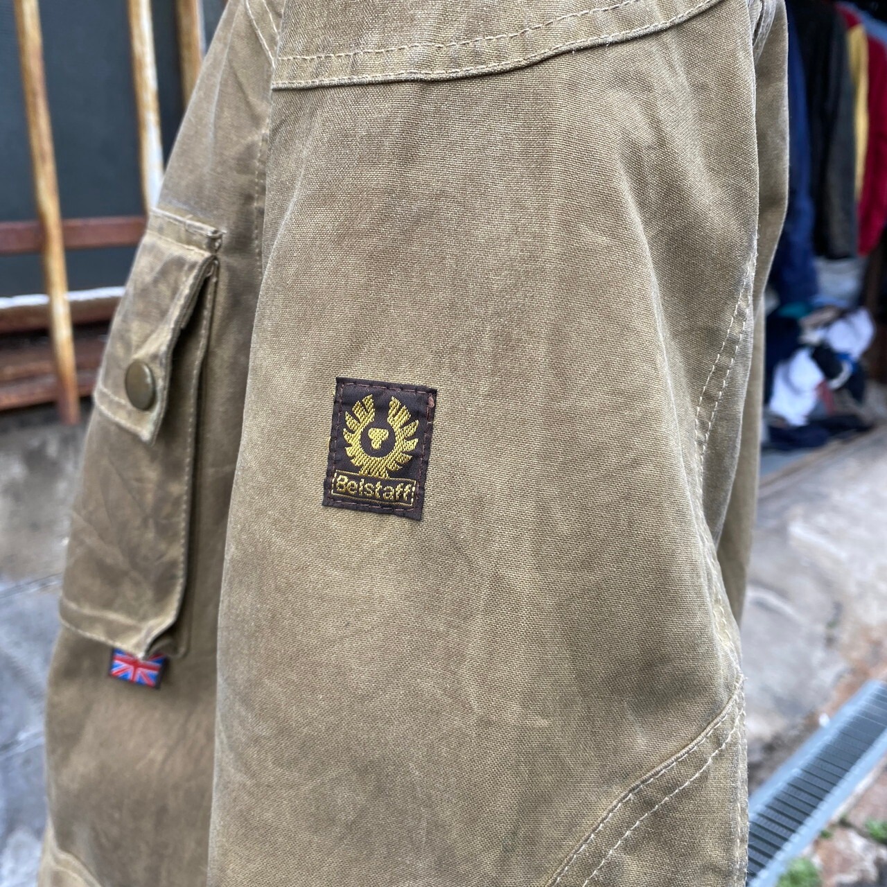 英国製 Belstaff ベルスタッフ GOLD Label コーデュロイ襟 オイルド 
