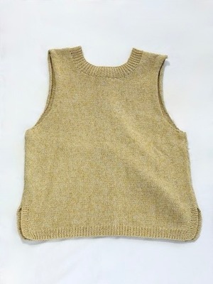 シサム工房・手編みコットンニット　2wayミックスカラーVest・YEm