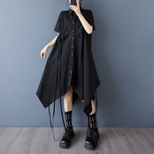 アシメトリーヘムデザイン シャツワンピース  30247