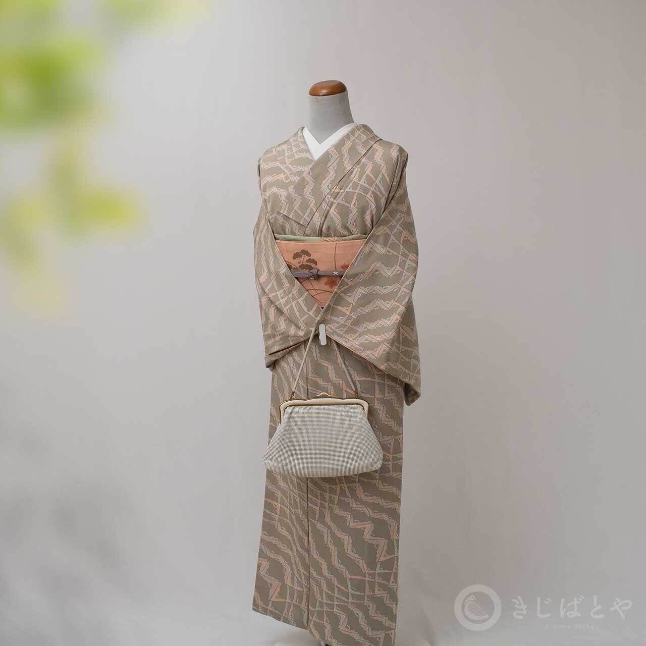 小紋　葵　正絹　ちりめん 着物 小紋 反物 正絹 丹後ちりめん 紺 万筋小紋 葵 フルオーダー