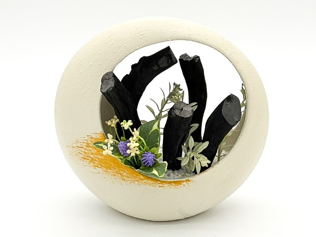 紀州備長炭 インテリア 『あけぼの』 白 Type A 置物 オブジェ 消臭 調湿