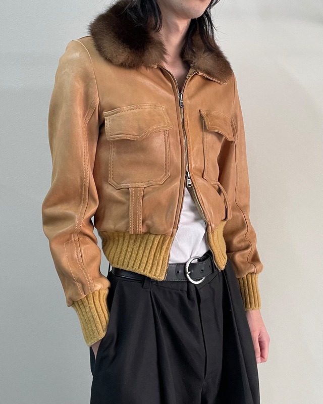 【GIORGIO BRATO】fur collar leather jacket