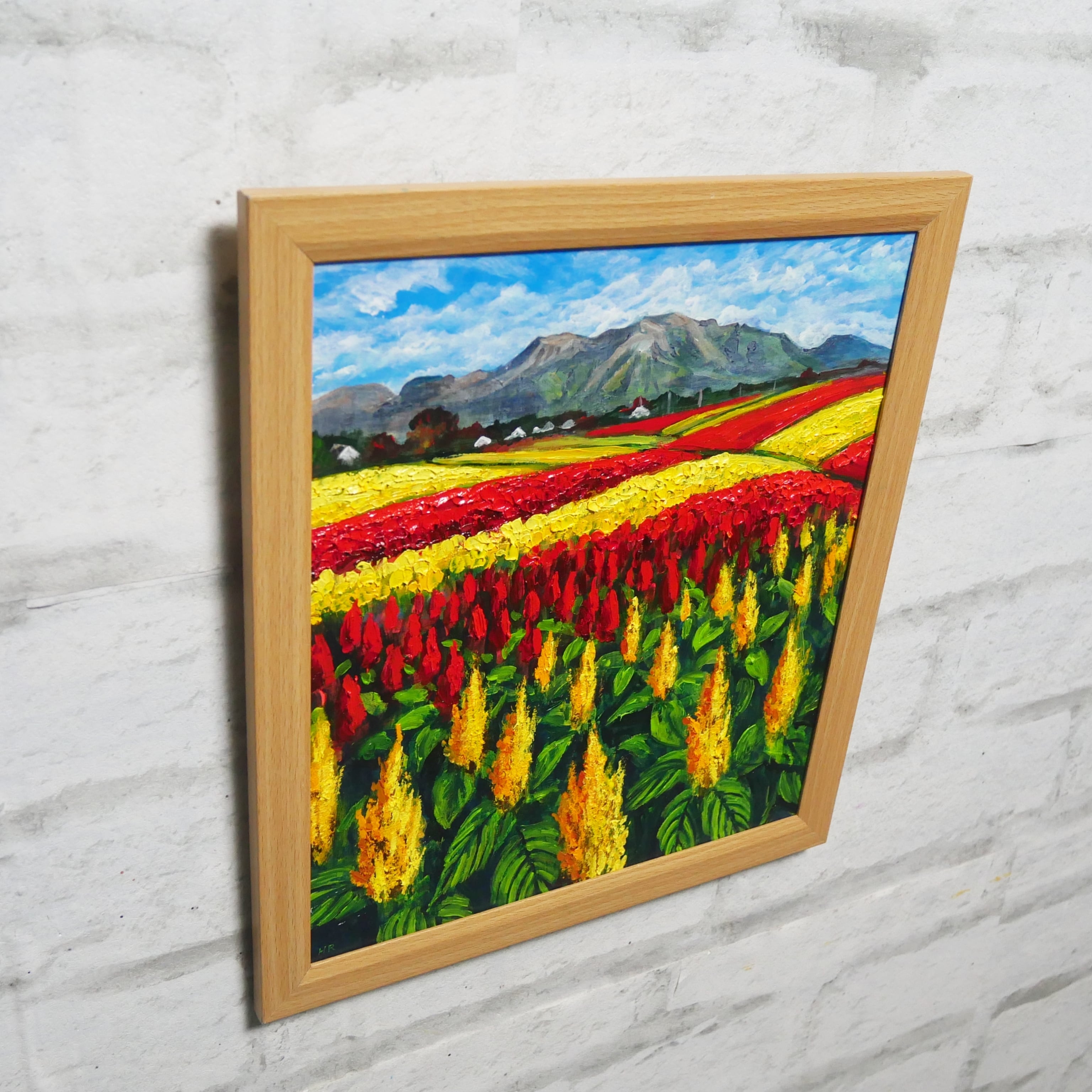 油絵 油彩 油彩画 絵 絵画 【秋日和のケイトウ】 | HIROSHI1990