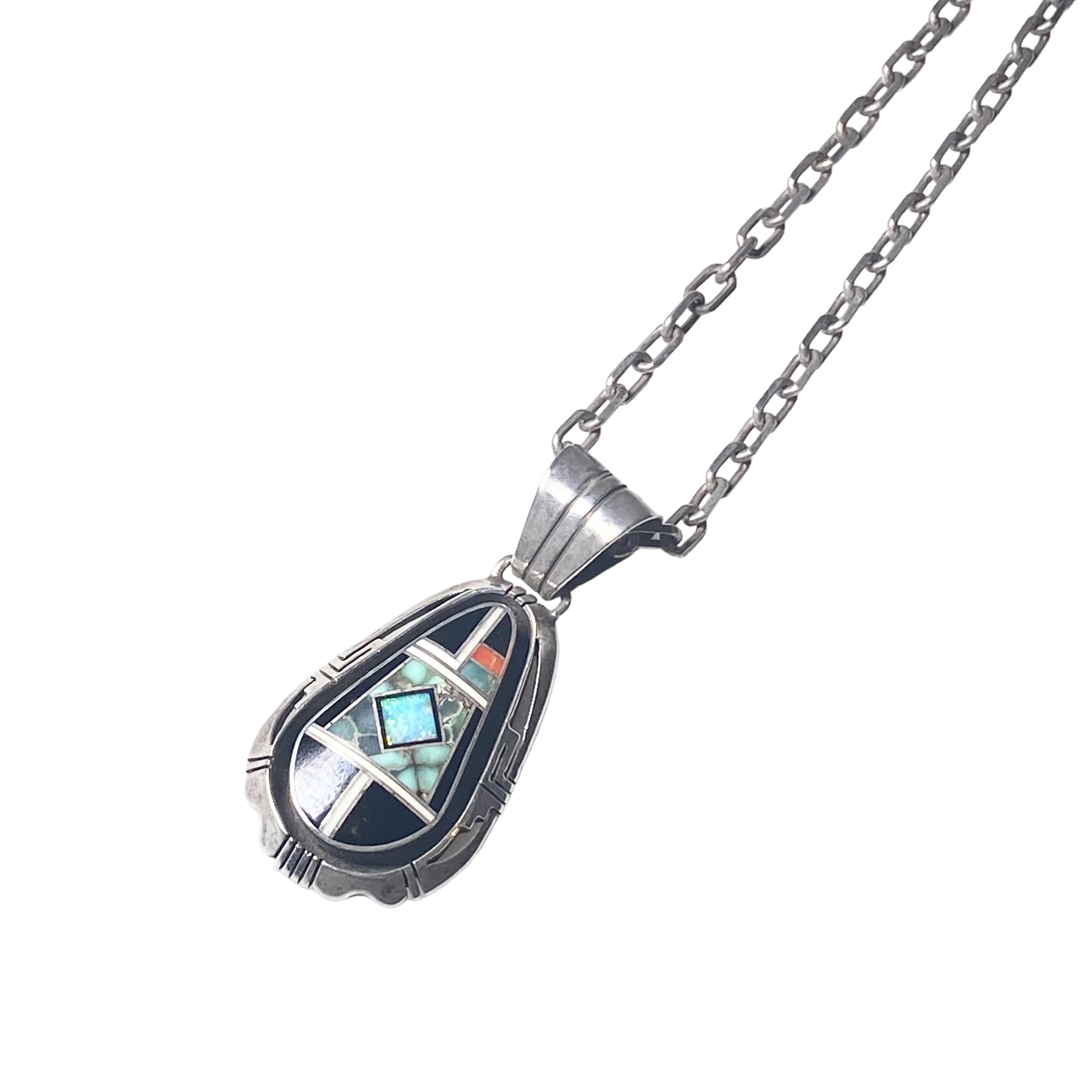 JERRY T. NELSON silver inlay pendant necklace | NOIR ONLINE