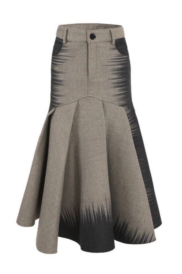 gray gradual woolen skirt