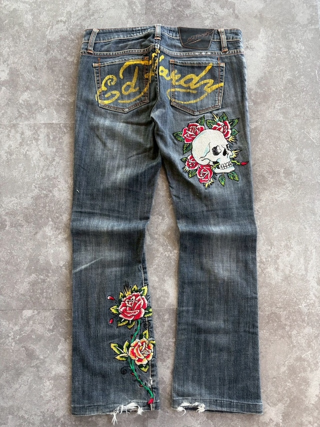 ED HARDY Back Logo Skull-Rose Jeans