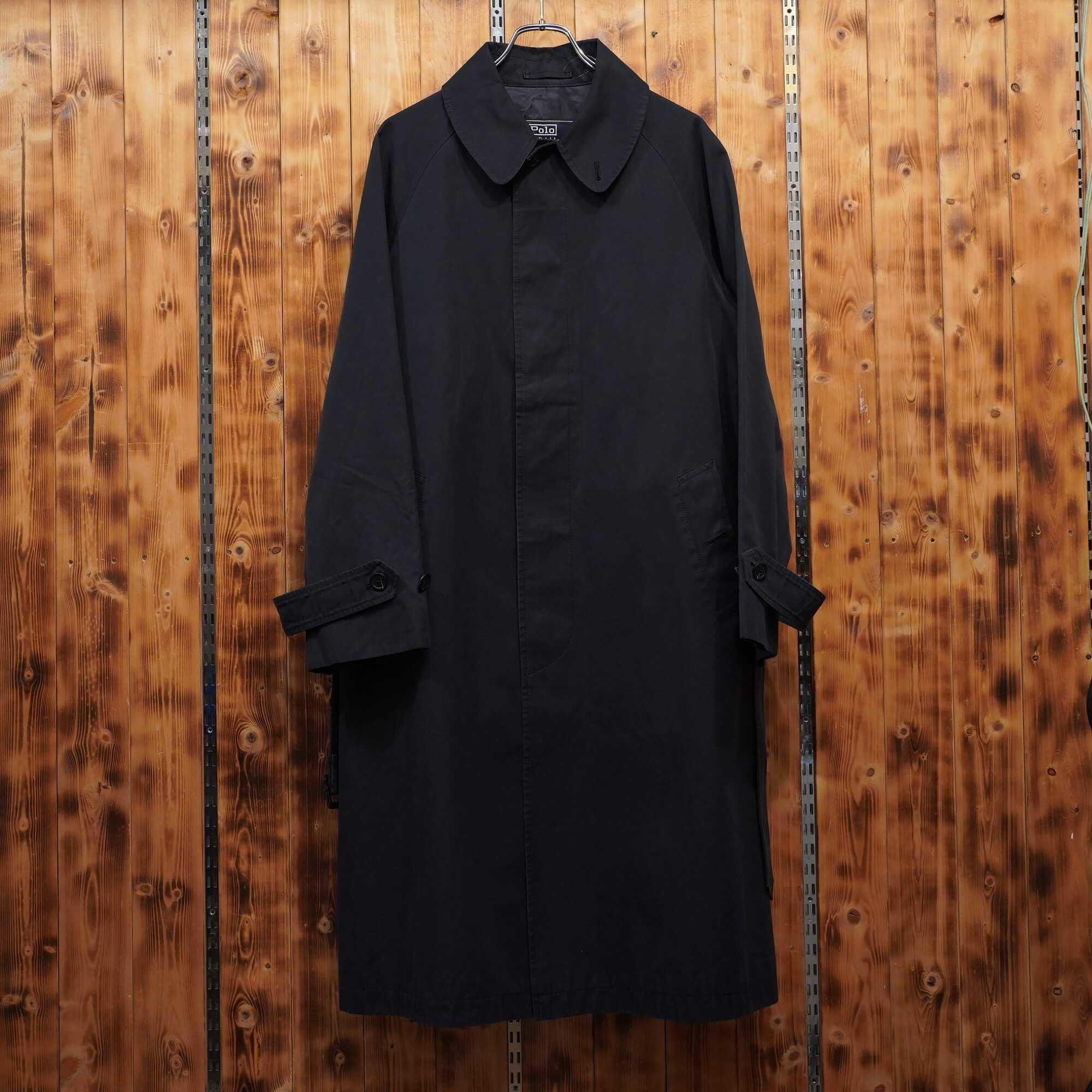 Ralph Lauren 黒 ブラック 一枚袖 ステンカラーコート C96-W84-T180 A7 ラルフローレン