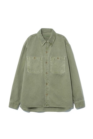 [LE17SEPTEMBRE][メンズ] GARMENT-DYED DENIM SHIRT [SAGE GREEN] 正規品 韓国ブランド 韓国通販 韓国代行 韓国ファッション LE 17 SEPTEMBRE ル 17 セプテンバー le 917韓国 店舗