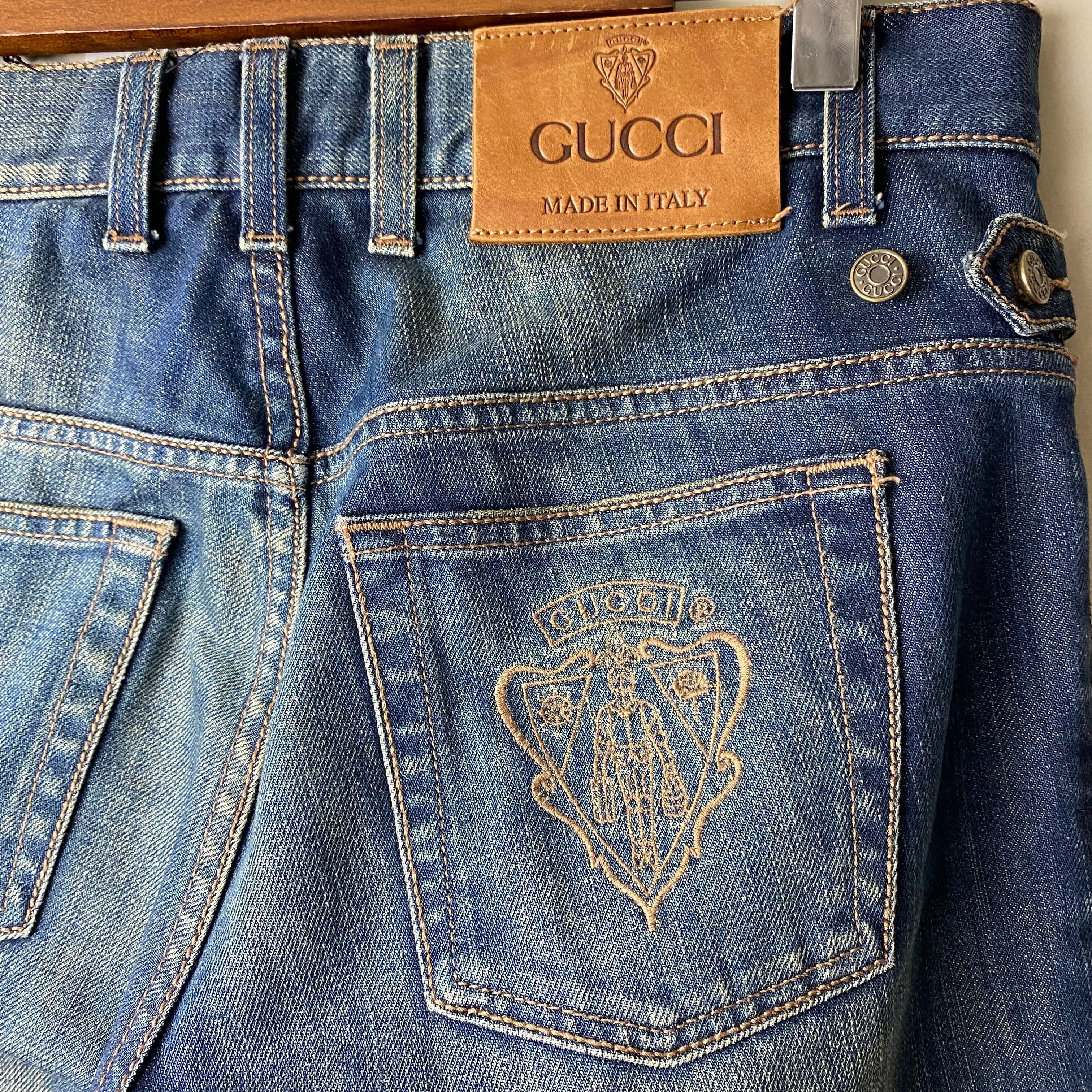 GUCCI “crest” embroidery denim pants | NOIR ONLINE