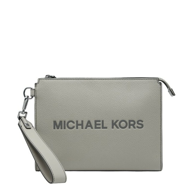 マイケルコース ロゴ クラッチバッグ セカンドバッグ グレー レザー レディース Michael Kors 【中古】