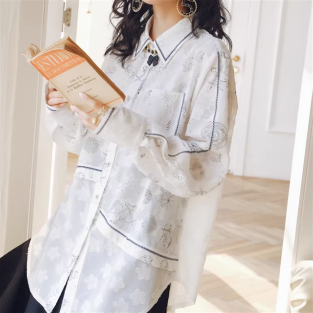 星座プリントルーズフィットシャツ 10553