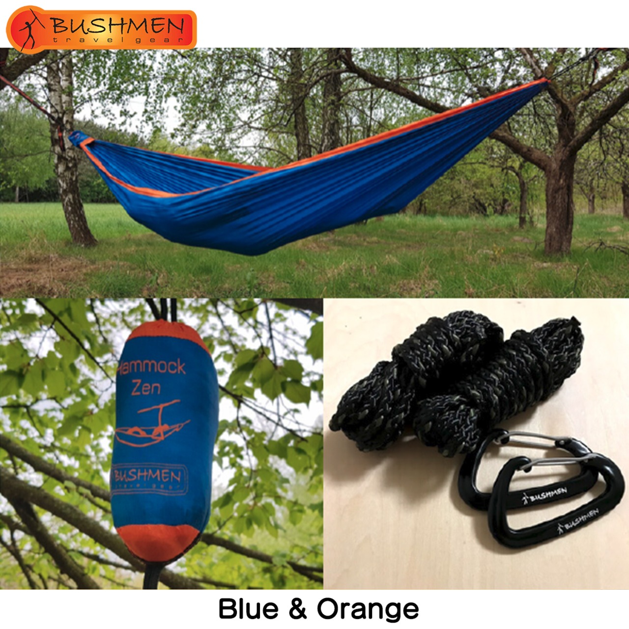 BUSHMEN ブッシュメン Hammock-ZEN with carabiners ハンモック 軽量 パラシュート