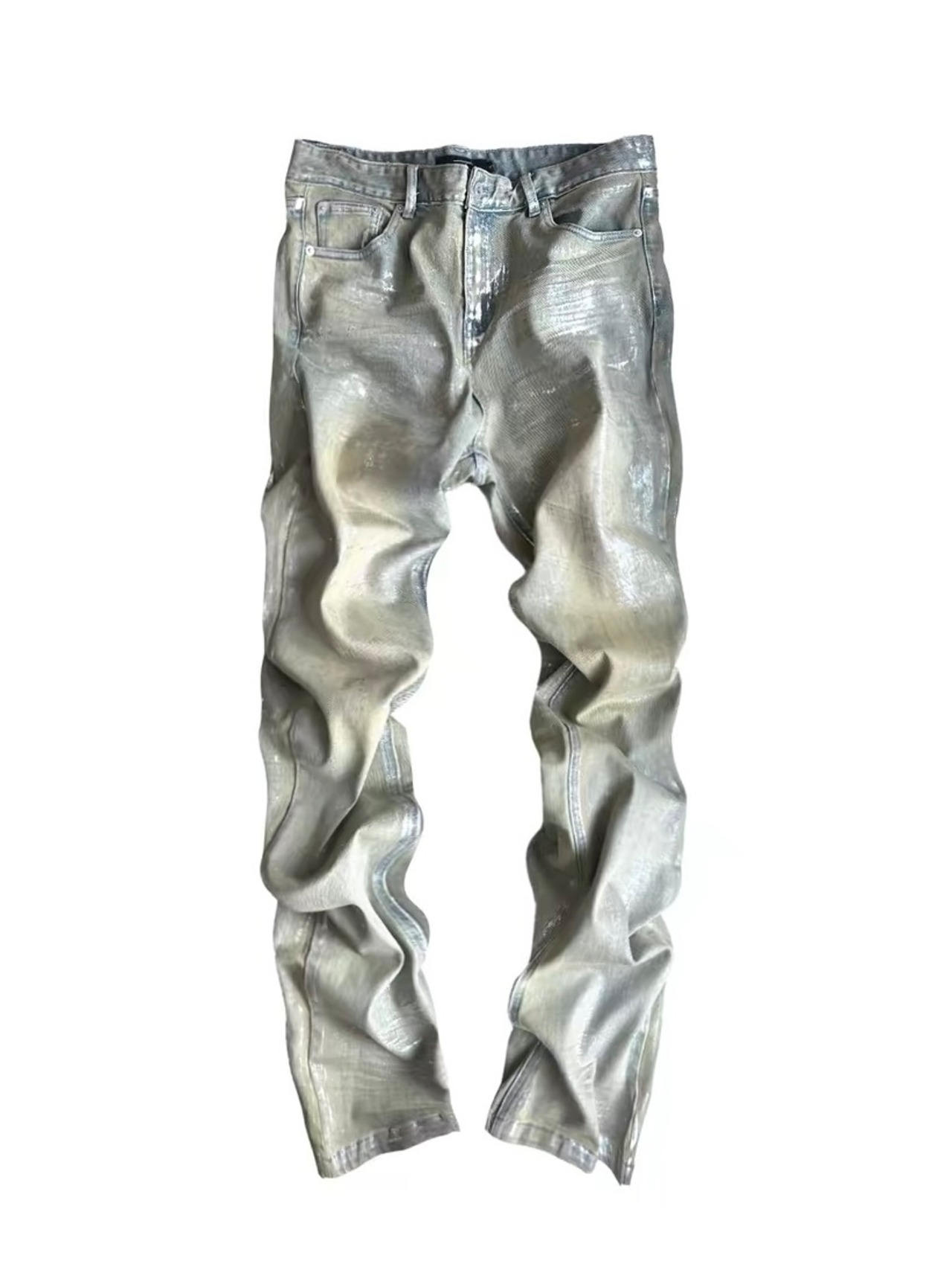 【CinderVein】Metallic Transfer Straight Denim Pants