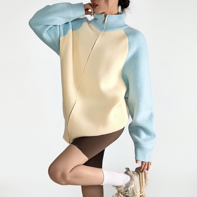 zip-up knit jacket 10863