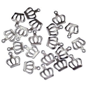 304 ステンレス クラウン 王冠 チャーム アクセサリー パーツ 13mm×11mm シルバー 20個