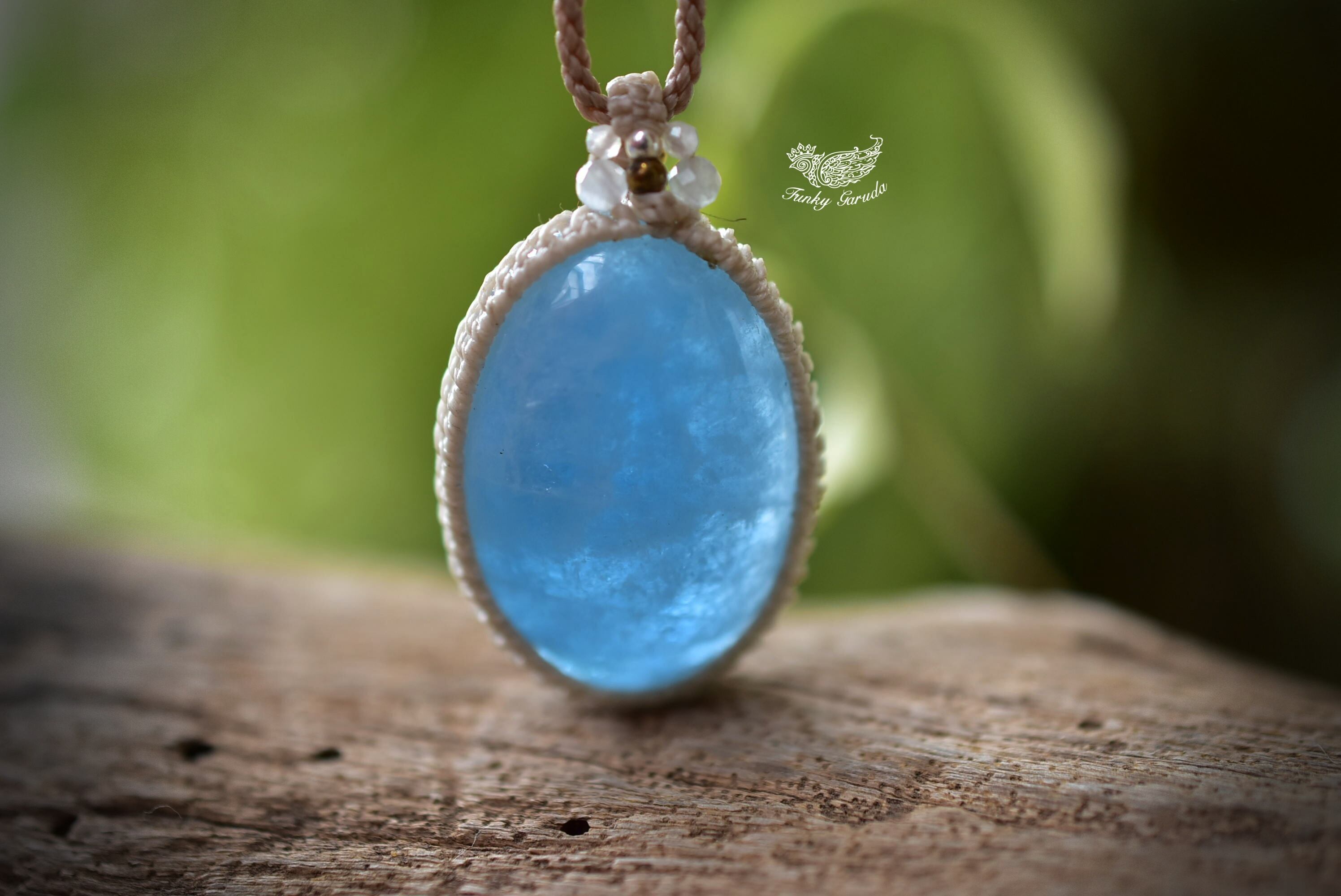 水色の涙★高品質★アクアマリン マクラメペンダント291