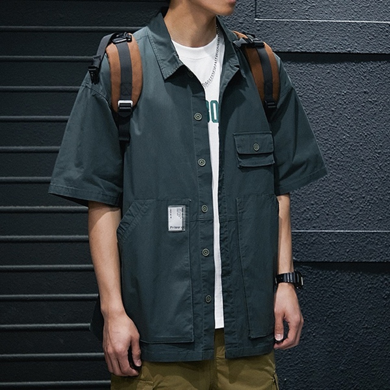 Box silhouette oversized short sleeve shirt ◇H0402