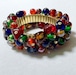 Vintage Spandex Bracelet With Multi Color Glass Charm