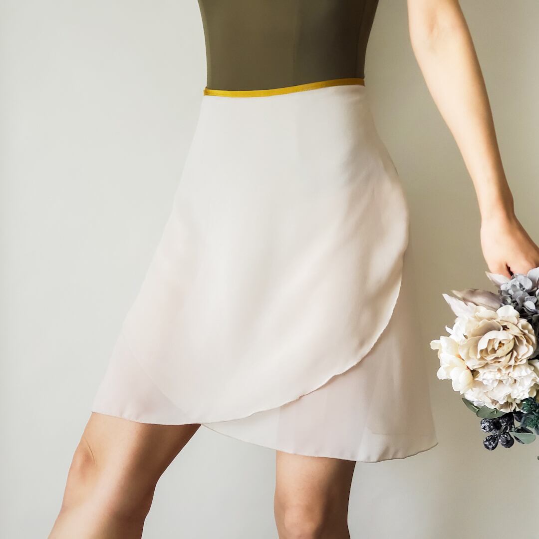 LONG wrap skirt【バニラホワイト×マスタード】 | herz(ヘルツ) バレエ