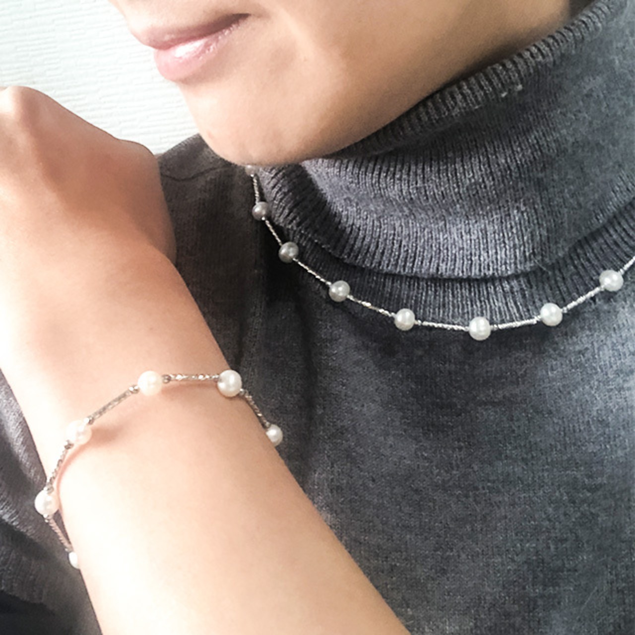 気分上々間違いなし 淡水パール パイプ ブレスレット 10000123