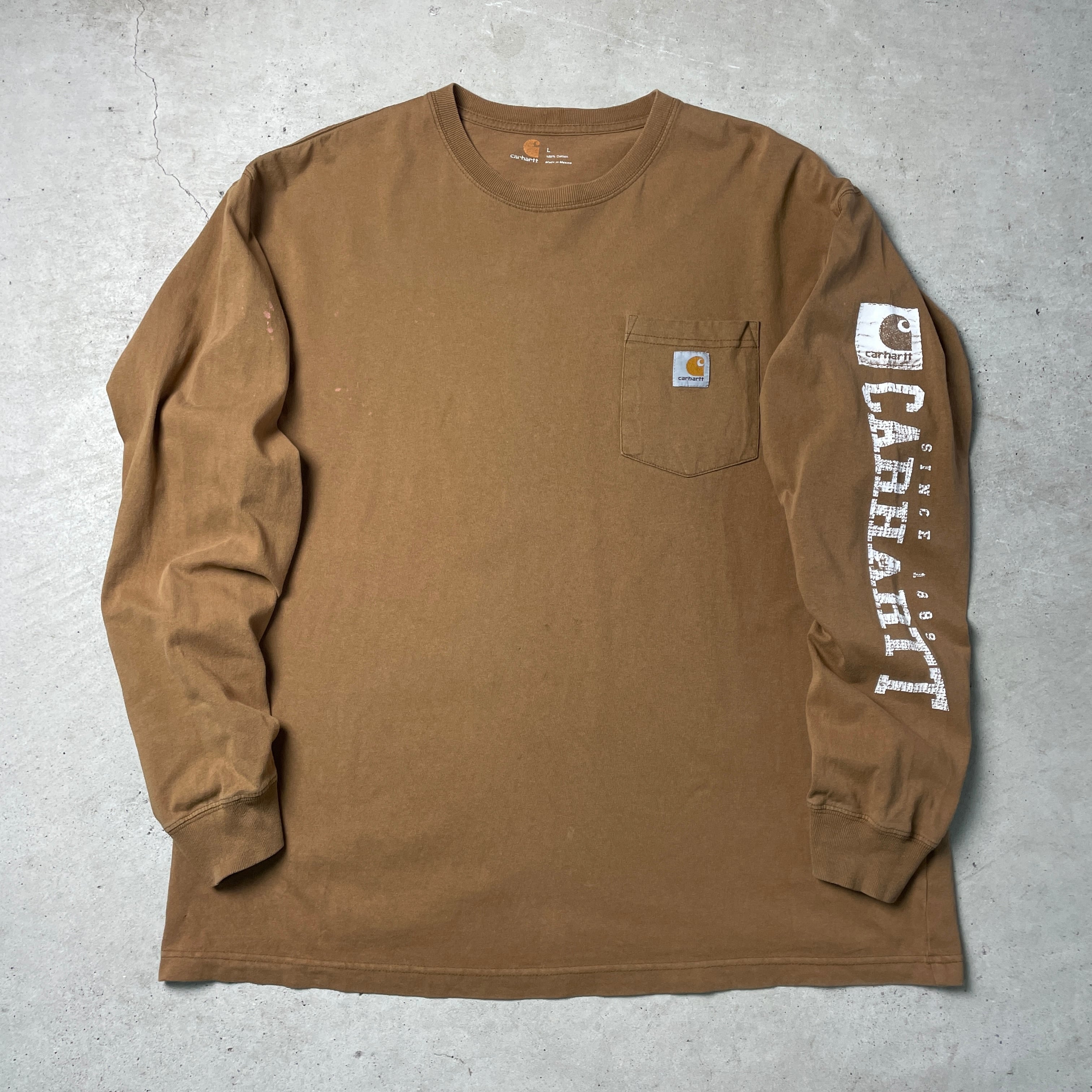 Carhartt カーハート 袖ロゴ ポケット ロングTシャツ メンズL 古着