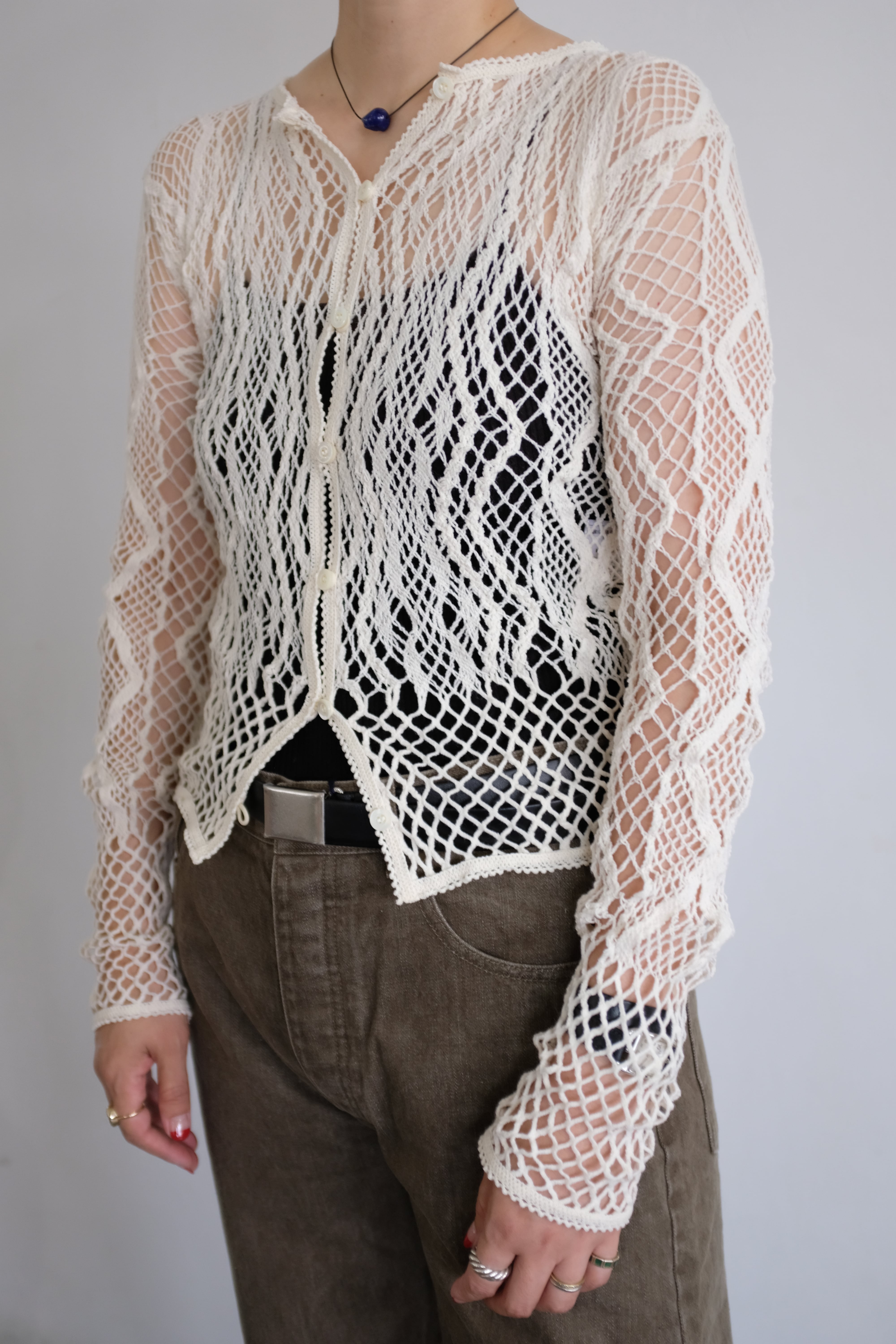 EUCHRONIA] Stretch Lace Cardigan / Ivory | YES-姫路の美容院と服の