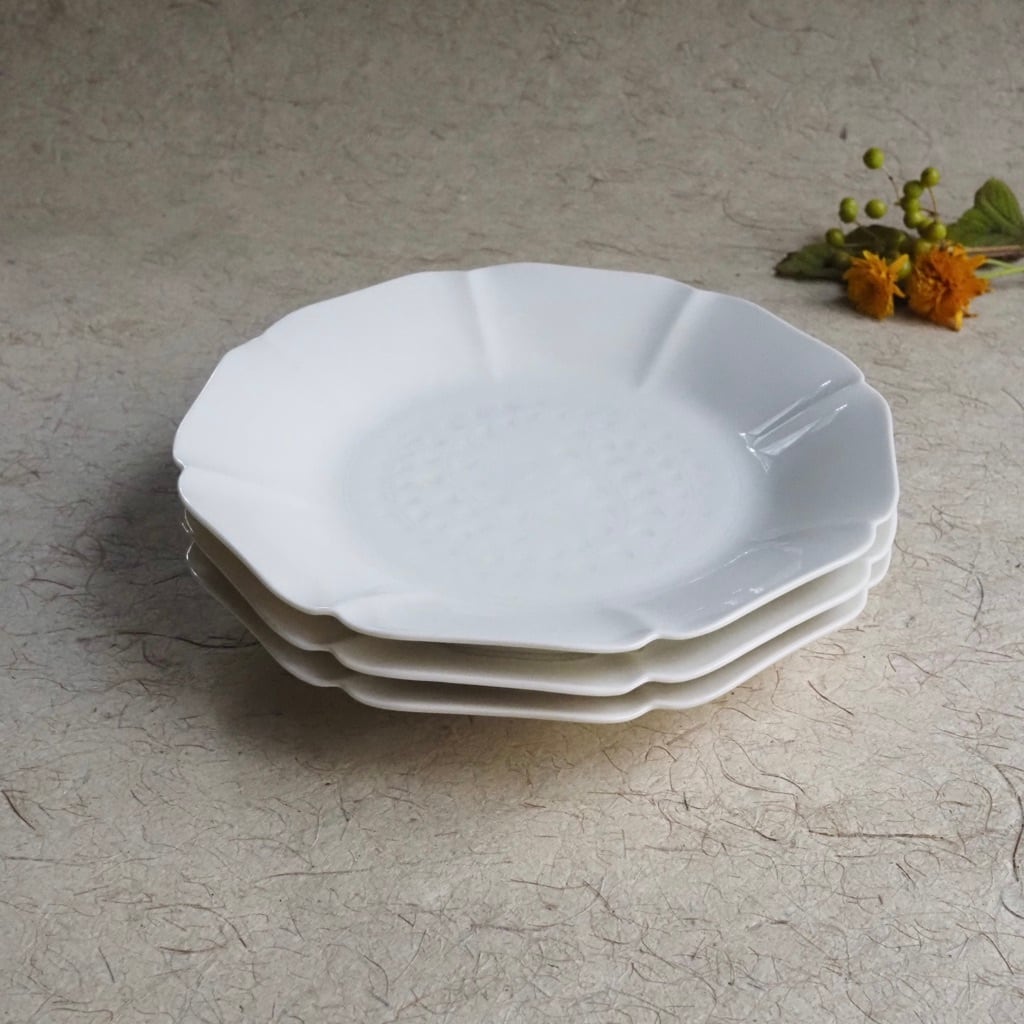 色原 昌希／白磁 8輪皿 7寸 | ならまちミレー