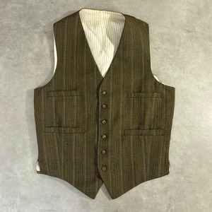 50s Montague Burton ストライプ ベスト ブラウン ウール