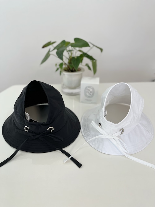 ＊即納＊Ponytail Bucket-hat (Black / White)