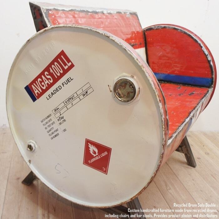 一点物 ドラム缶をリメイクしたラブソファ2P F 2人掛け 1人掛け