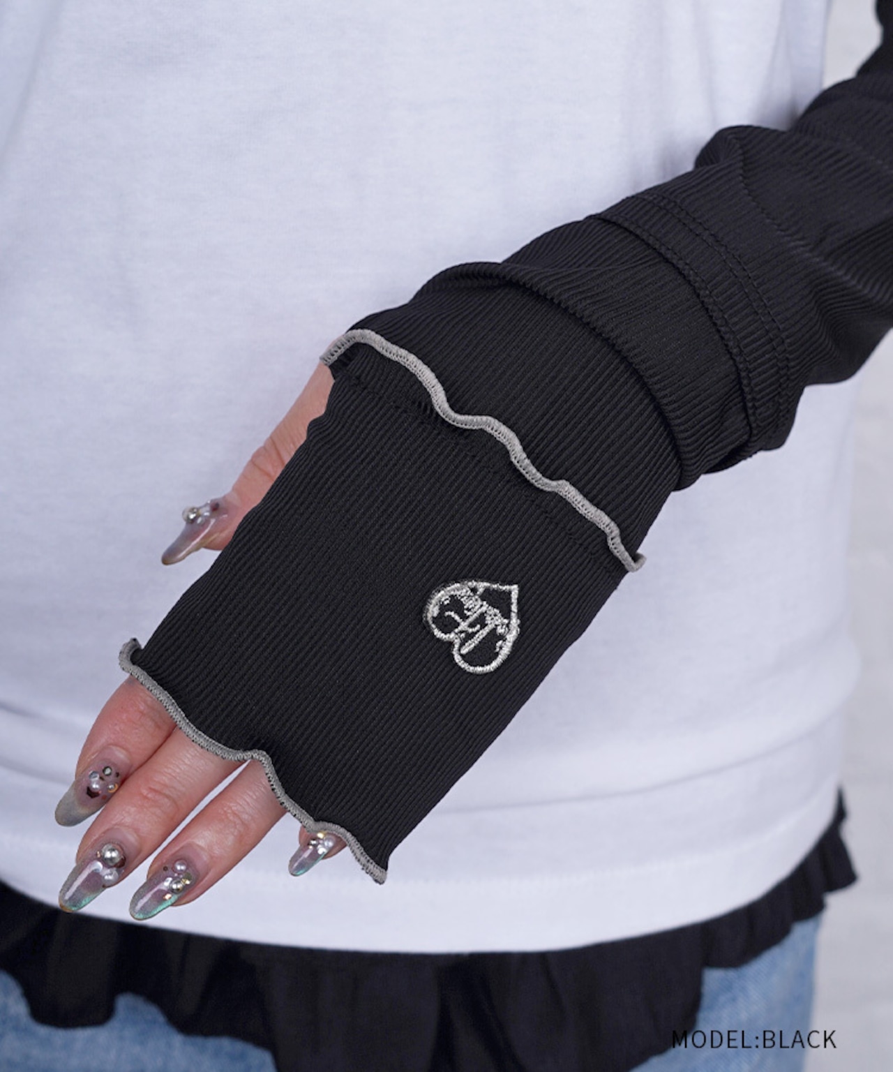 【直営限定ITEM】バイカラーメロウアームカバー (BLACK) CQ-49505H